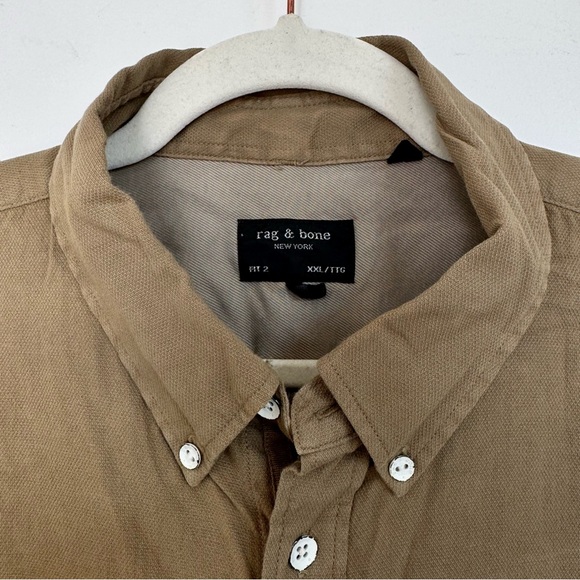 Rag & Bone Men’s Fit 2 Long Sleeve Button Down Collared Shirt in Tan Olive Beige - Picture 11 of 16